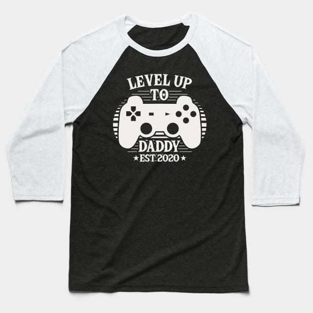 Leveled Up To Daddy Est 2020 Baseball T-Shirt by Tesszero